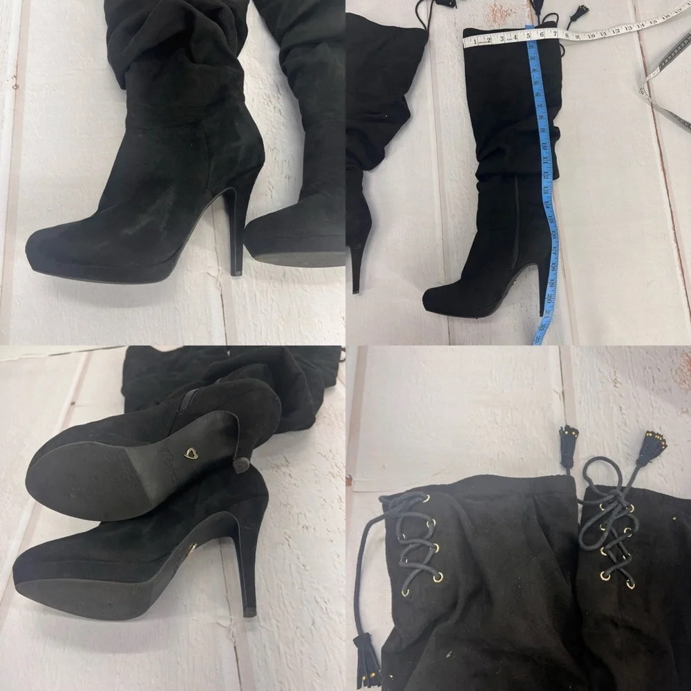 Thalia Sodi Brisa Women Gray Knee‎ High Boot, Black, Size 7